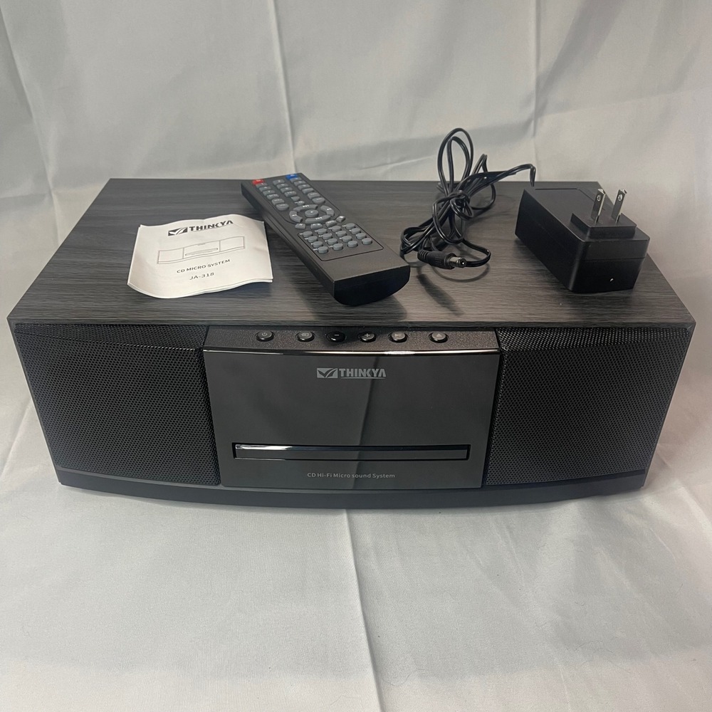 Thinkya JA-318 CD Micro Hi-Fi Sound System Wood Grain Stereo with Remote Grey